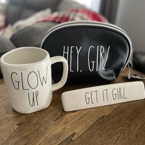 Cosmetic bag, mug and paper weight Bundle- Rae Dunn